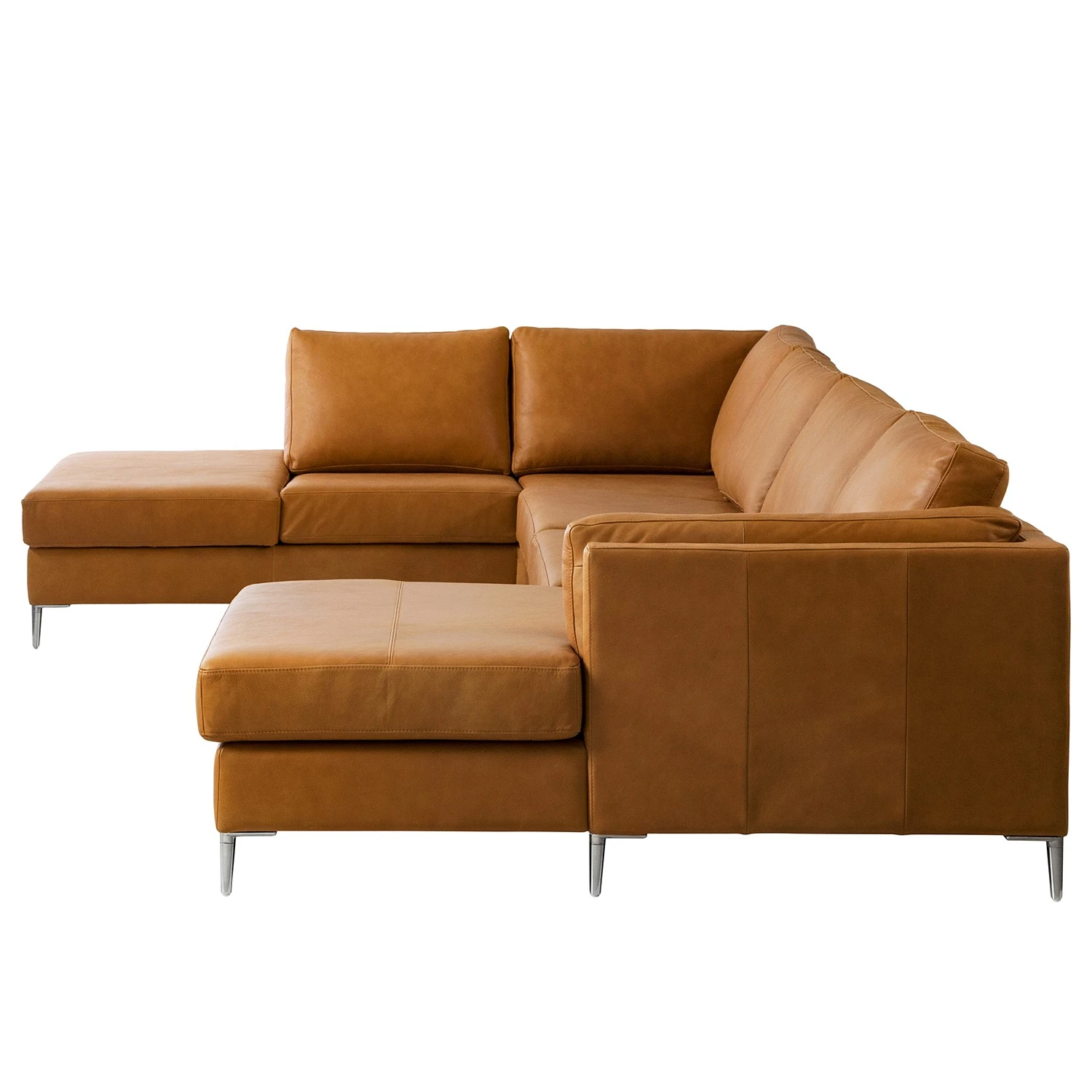 Studio Copenhagen Wohnlandschaft COSO Classic+ - Echtleder Taru: Hellbraun - Longchair davorstehend rechts / Ottomane links - Bettkasten - Chrom glänzend 7 Studio Copenhagen Wohnlandschaft COSO Classic+ - Echtleder Taru: Hellbraun - Longchair davorstehend rechts / Ottomane links - Bettkasten - Chrom glänzend – Bild 7