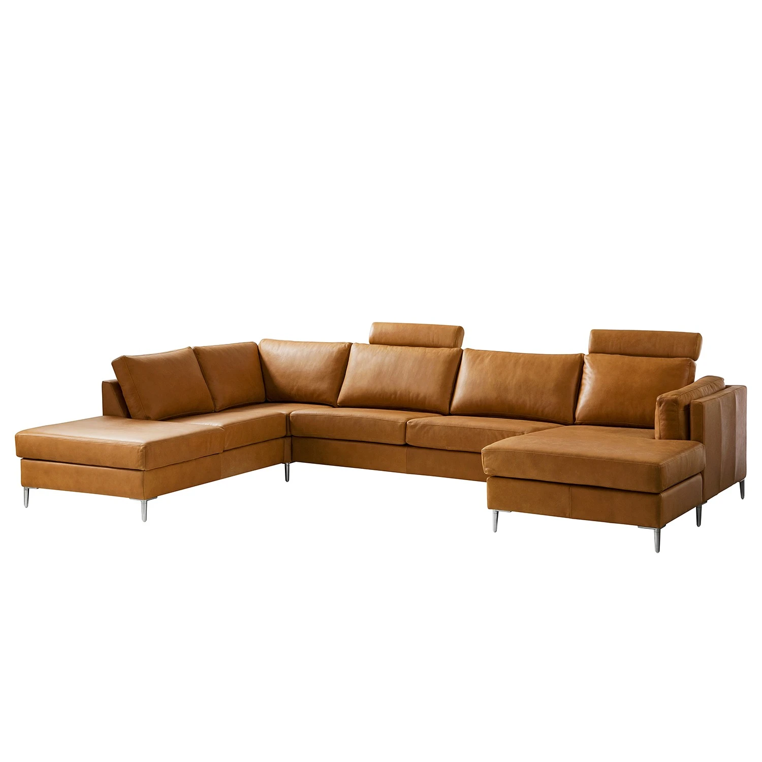 Studio Copenhagen Wohnlandschaft COSO Classic+ - Echtleder Taru: Hellbraun - Longchair davorstehend rechts / Ottomane links - Bettkasten - Chrom glänzend 9 Studio Copenhagen Wohnlandschaft COSO Classic+ - Echtleder Taru: Hellbraun - Longchair davorstehend rechts / Ottomane links - Bettkasten - Chrom glänzend – Bild 9