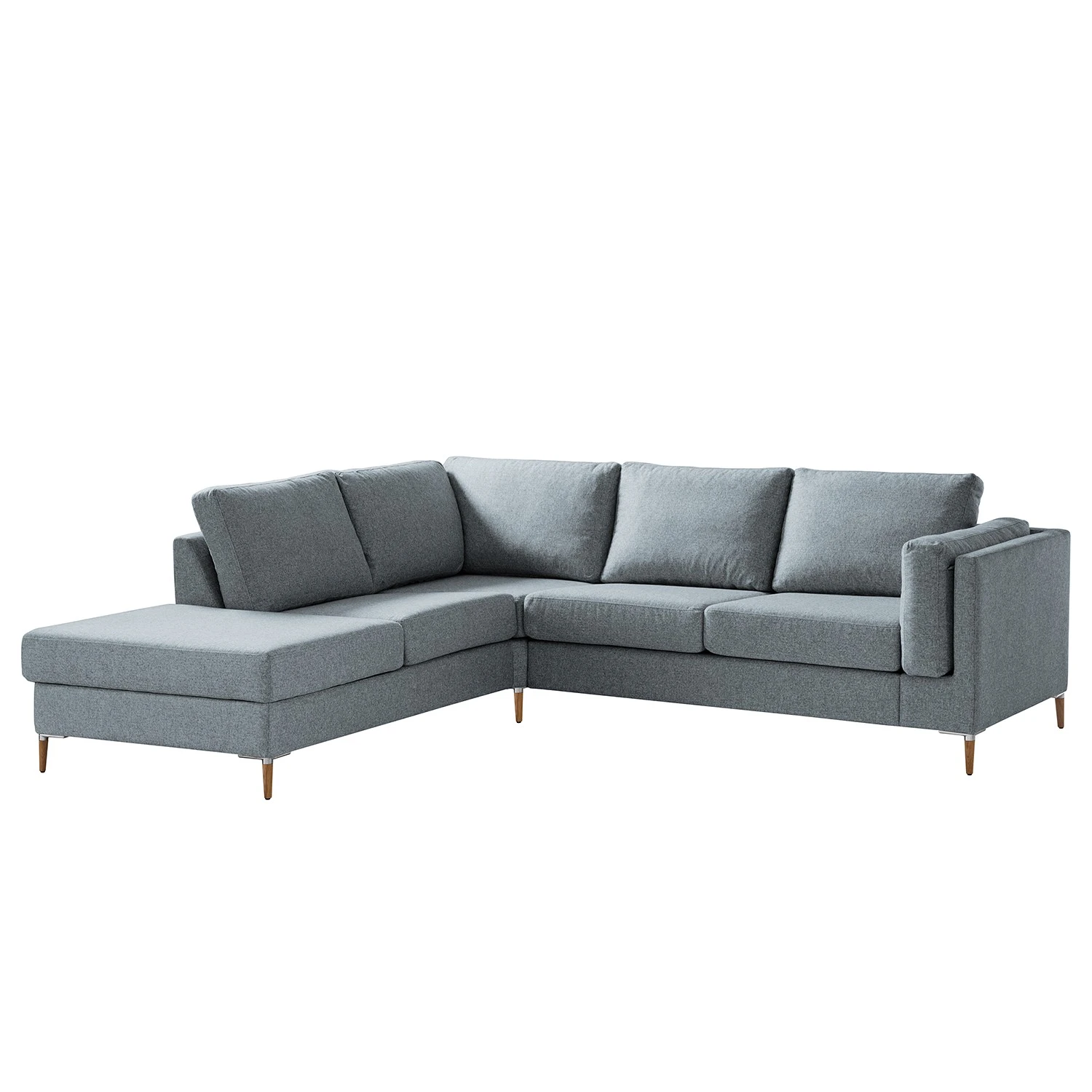 Studio Copenhagen Ecksofa COSO Classic+ mit Ottomane - Webstoff Inze: Graublau - Breite: 245 cm - Ottomane davorstehend links - Bettkasten - Eiche Dunkel 1 Studio Copenhagen Ecksofa COSO Classic+ mit Ottomane - Webstoff Inze: Graublau - Breite: 245 cm - Ottomane davorstehend links - Bettkasten - Eiche Dunkel