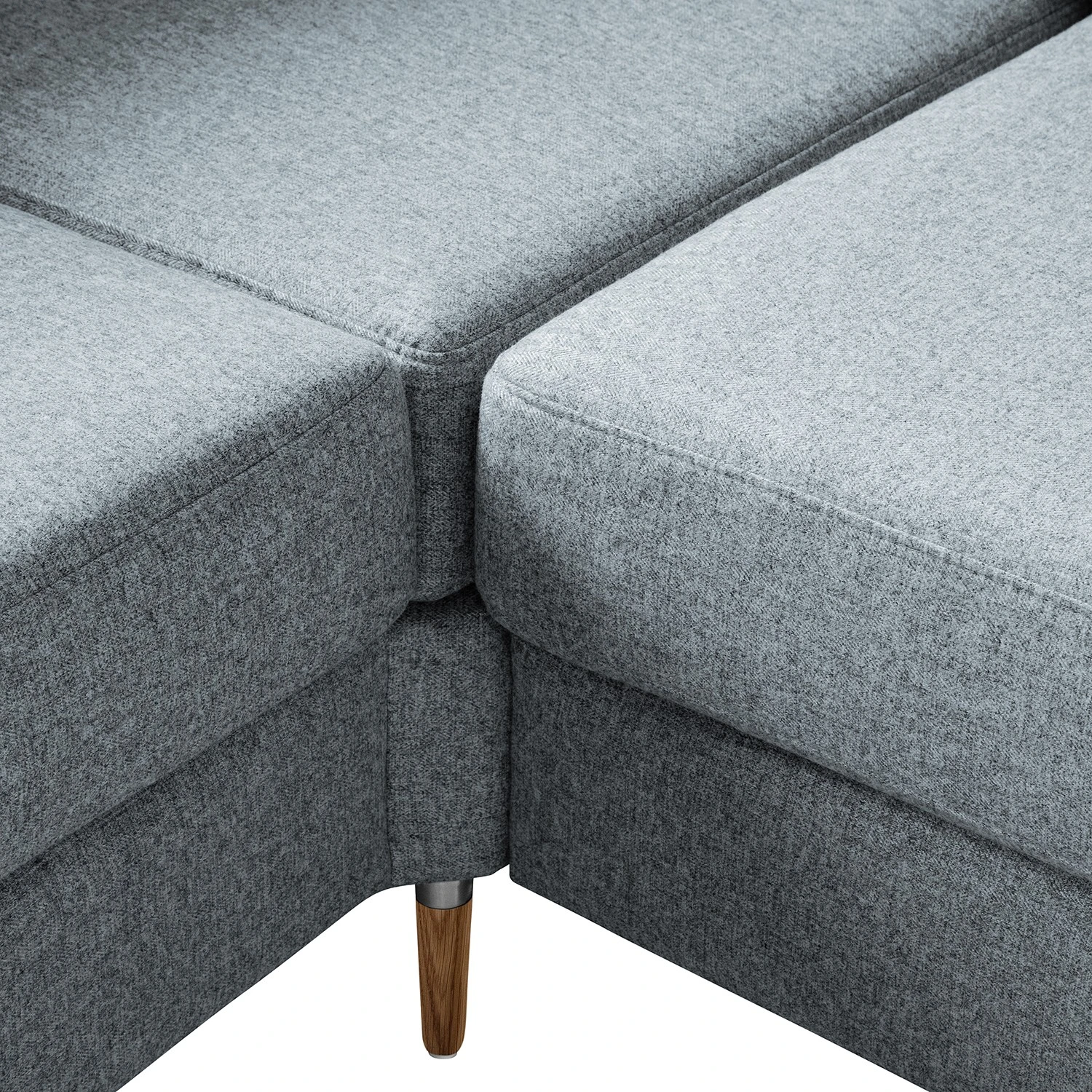 Studio Copenhagen Ecksofa COSO Classic+ mit Ottomane - Webstoff Inze: Graublau - Breite: 245 cm - Ottomane davorstehend links - Bettkasten - Eiche Dunkel 21 Studio Copenhagen Ecksofa COSO Classic+ mit Ottomane - Webstoff Inze: Graublau - Breite: 245 cm - Ottomane davorstehend links - Bettkasten - Eiche Dunkel – Bild 21