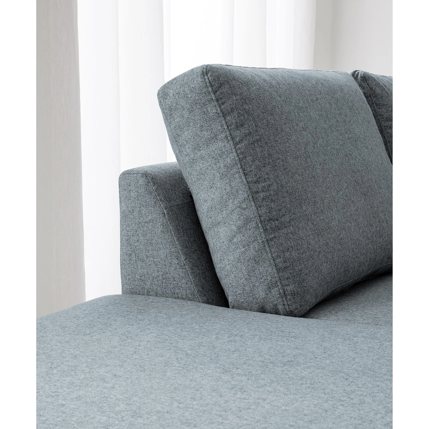 Studio Copenhagen Ecksofa COSO Classic+ mit Ottomane - Webstoff Inze: Graublau - Breite: 245 cm - Ottomane davorstehend links - Bettkasten - Eiche Dunkel 12 Studio Copenhagen Ecksofa COSO Classic+ mit Ottomane - Webstoff Inze: Graublau - Breite: 245 cm - Ottomane davorstehend links - Bettkasten - Eiche Dunkel – Bild 12