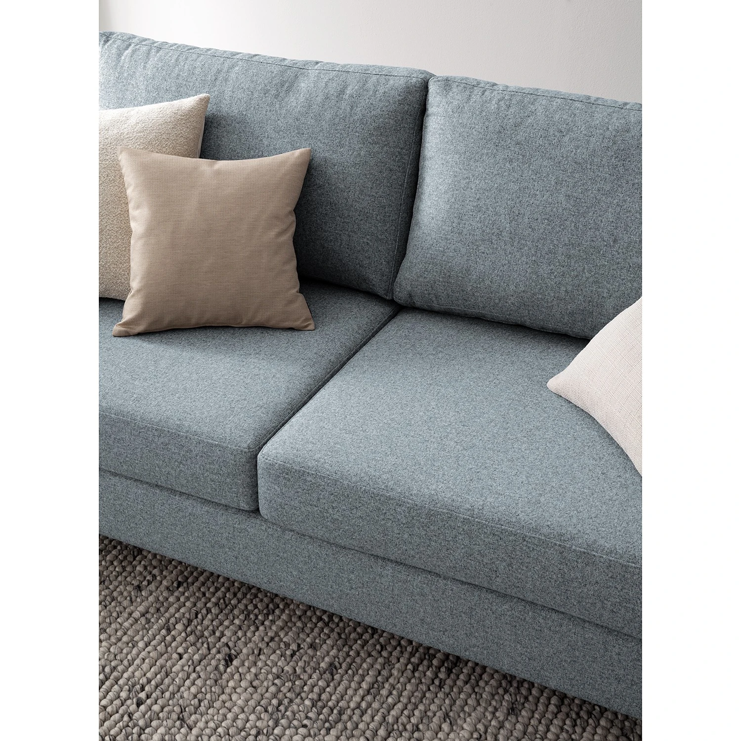 Studio Copenhagen Ecksofa COSO Classic+ mit Ottomane - Webstoff Inze: Graublau - Breite: 245 cm - Ottomane davorstehend links - Bettkasten - Eiche Dunkel 13 Studio Copenhagen Ecksofa COSO Classic+ mit Ottomane - Webstoff Inze: Graublau - Breite: 245 cm - Ottomane davorstehend links - Bettkasten - Eiche Dunkel – Bild 13