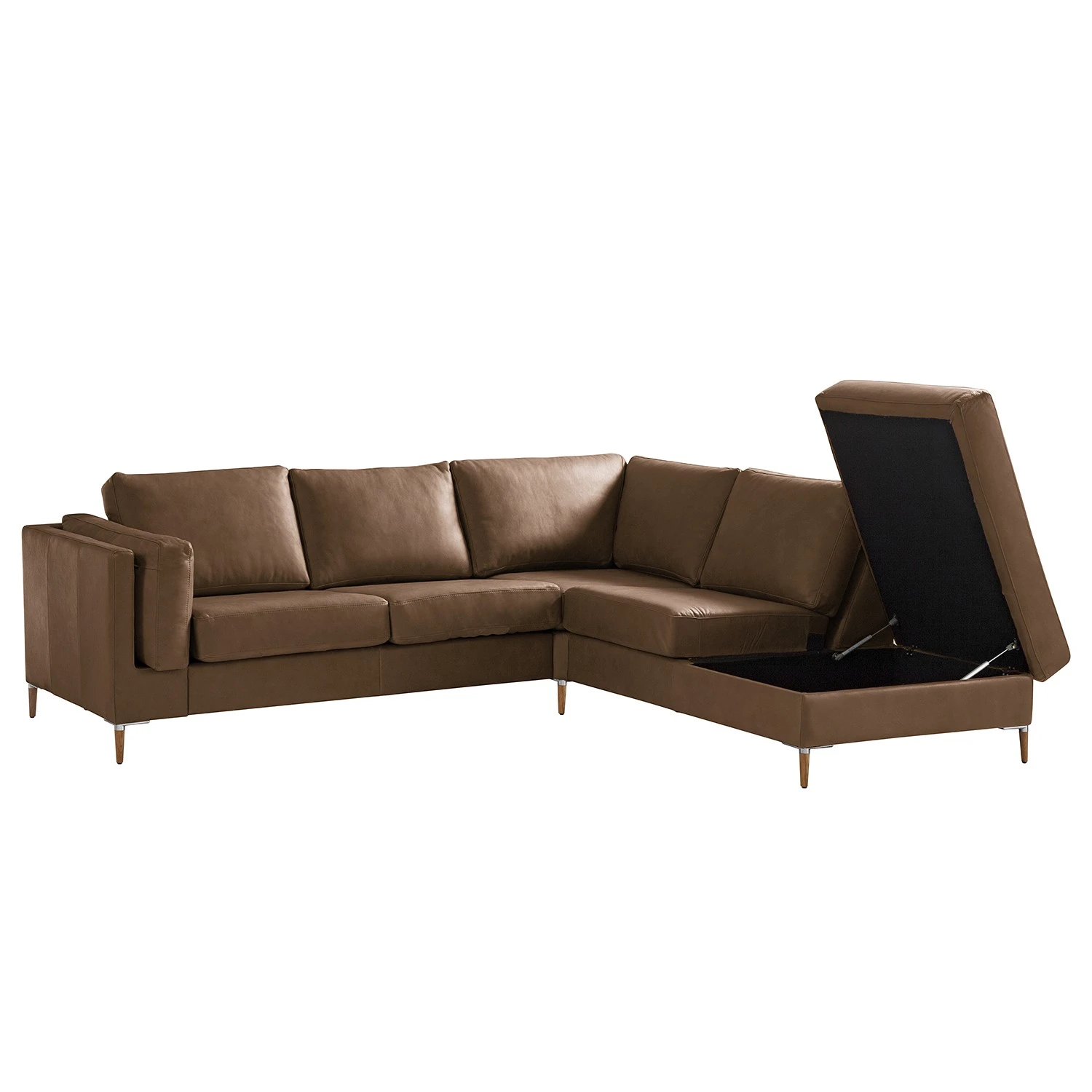 Studio Copenhagen Ecksofa COSO Classic+ mit Ottomane - Echtleder Taru: Nougat - Breite: 245 cm - Ottomane davorstehend rechts - Bettkasten - Eiche Dunkel 5 Studio Copenhagen Ecksofa COSO Classic+ mit Ottomane - Echtleder Taru: Nougat - Breite: 245 cm - Ottomane davorstehend rechts - Bettkasten - Eiche Dunkel – Bild 5