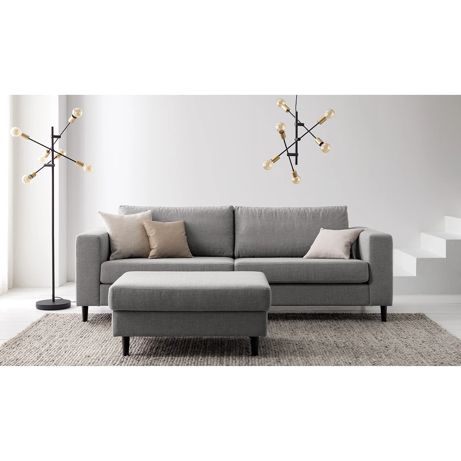 Studio Copenhagen 3-Sitzer Sofa COSO Classic - Webstoff Milan: Hellgrau - Buche 4 Studio Copenhagen 3-Sitzer Sofa COSO Classic - Webstoff Milan: Hellgrau - Buche – Bild 4