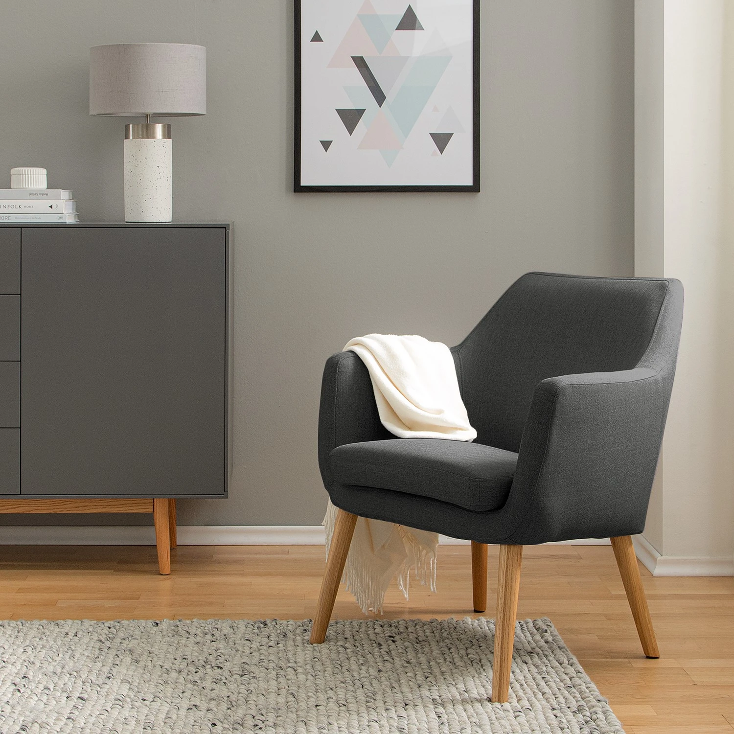 Mørteens Sessel Nicholas - Webstoff - Dunkelgrau 2 Mørteens Sessel Nicholas - Webstoff - Dunkelgrau – Bild 2