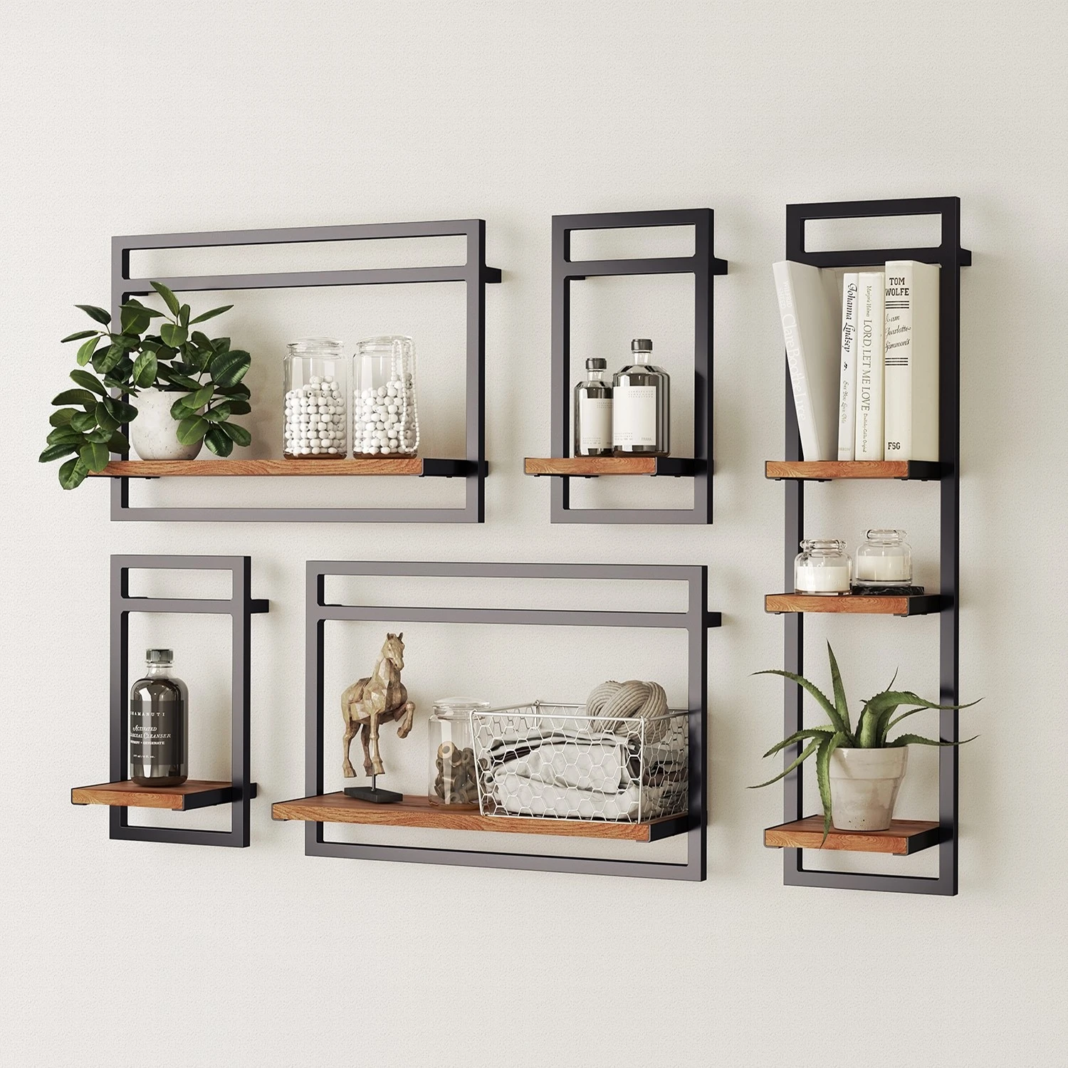 Ars manufacti Wandregal-Set Manchester II (5-teilig) - Akazie massiv / Metall - Akazie / Anthrazit 2 Ars manufacti Wandregal-Set Manchester II (5-teilig) - Akazie massiv / Metall - Akazie / Anthrazit – Bild 2