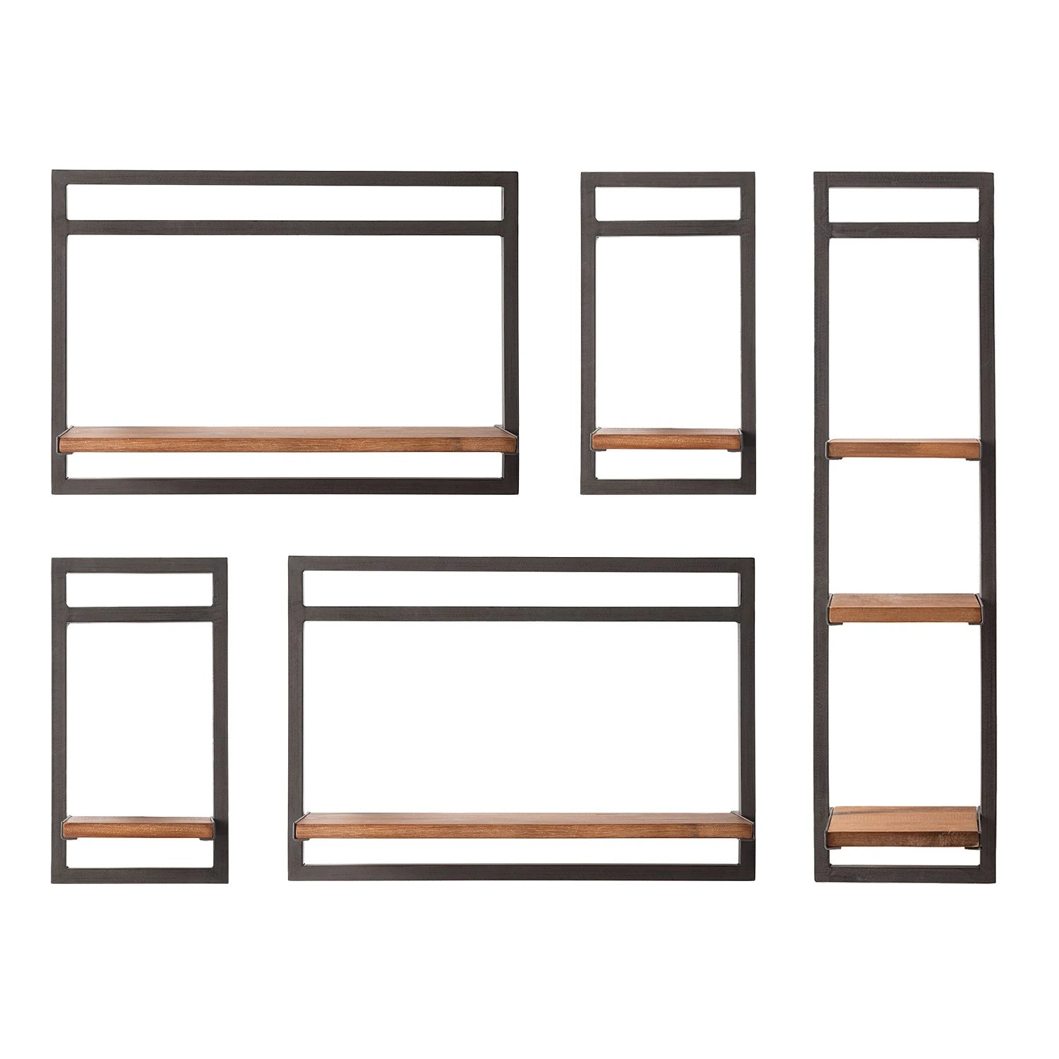 Ars manufacti Wandregal-Set Manchester II (5-teilig) - Akazie massiv / Metall - Akazie / Anthrazit 3 Ars manufacti Wandregal-Set Manchester II (5-teilig) - Akazie massiv / Metall - Akazie / Anthrazit – Bild 3