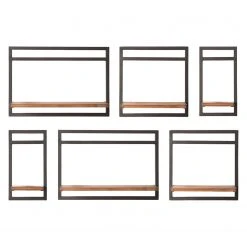 Ars manufacti Wandregal-Set Manchester IV (6-teilig) - Akazie massiv / Metall - Akazie / Anthrazit -Wohnzimmermöbel boutique en ligne 1000213200 200713 18103800006 DETAILS P000000001000213200