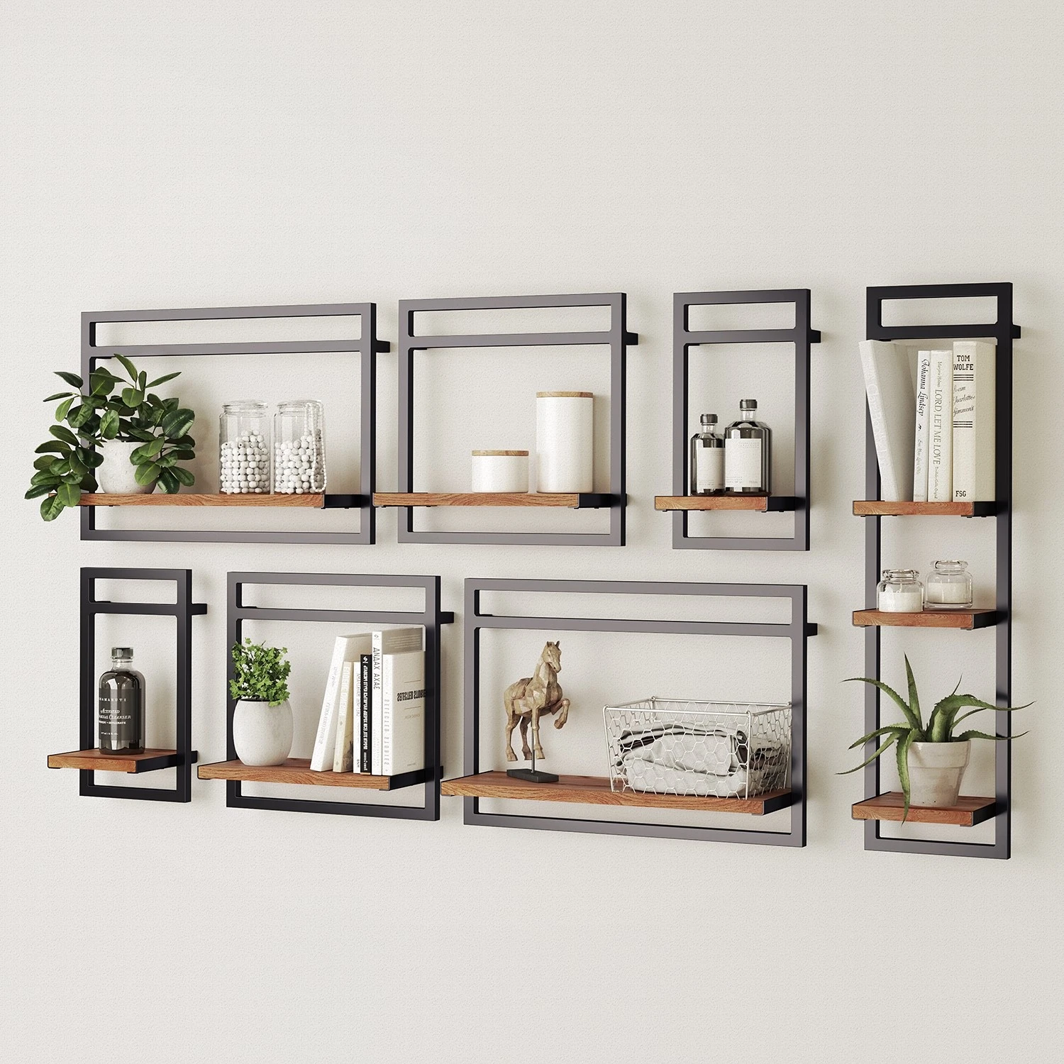 Ars manufacti Wandregal-Set Manchester V (7-teilig) - Akazie massiv / Metall - Akazie / Anthrazit 2 Ars manufacti Wandregal-Set Manchester V (7-teilig) - Akazie massiv / Metall - Akazie / Anthrazit – Bild 2