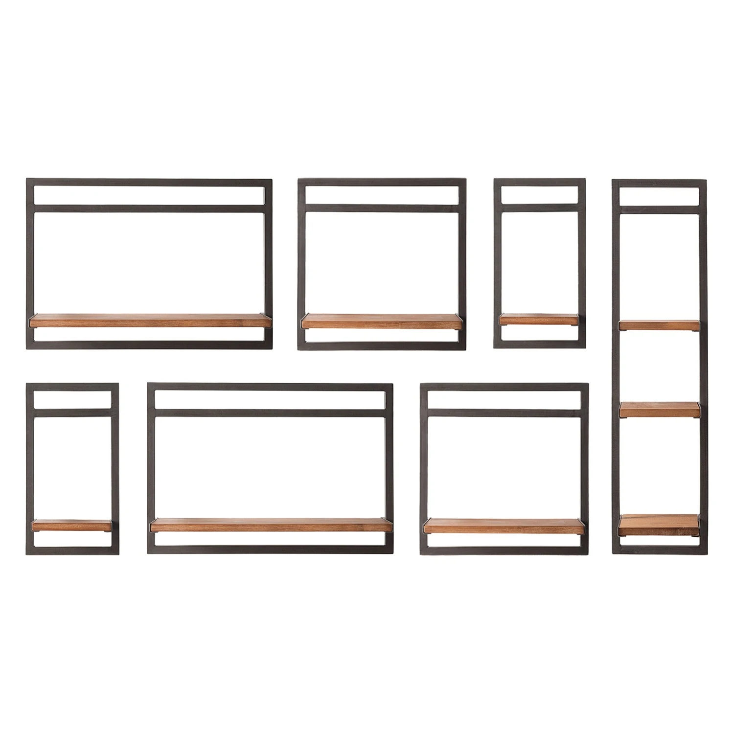 Ars manufacti Wandregal-Set Manchester V (7-teilig) - Akazie massiv / Metall - Akazie / Anthrazit 3 Ars manufacti Wandregal-Set Manchester V (7-teilig) - Akazie massiv / Metall - Akazie / Anthrazit – Bild 3