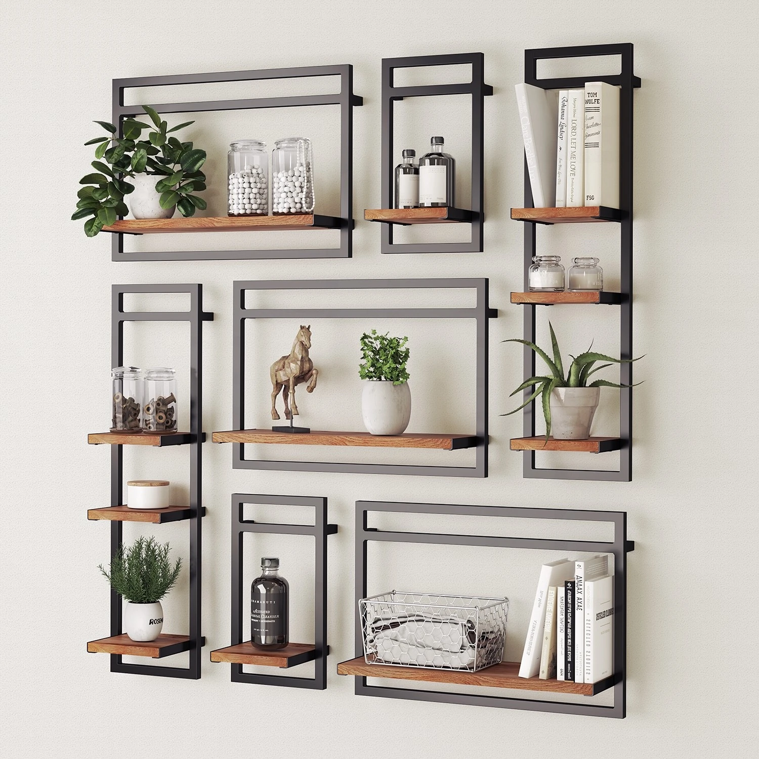 Ars manufacti Wandregal-Set Manchester VI (7-teilig) - Akazie massiv / Metall - Akazie / Anthrazit 2 Ars manufacti Wandregal-Set Manchester VI (7-teilig) - Akazie massiv / Metall - Akazie / Anthrazit – Bild 2