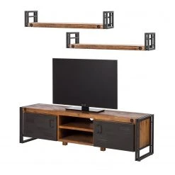 Ars manufacti Wohnkombination Manchester III (3-tlg) - Akazie massiv / Metall - Akazie / Anthrazit