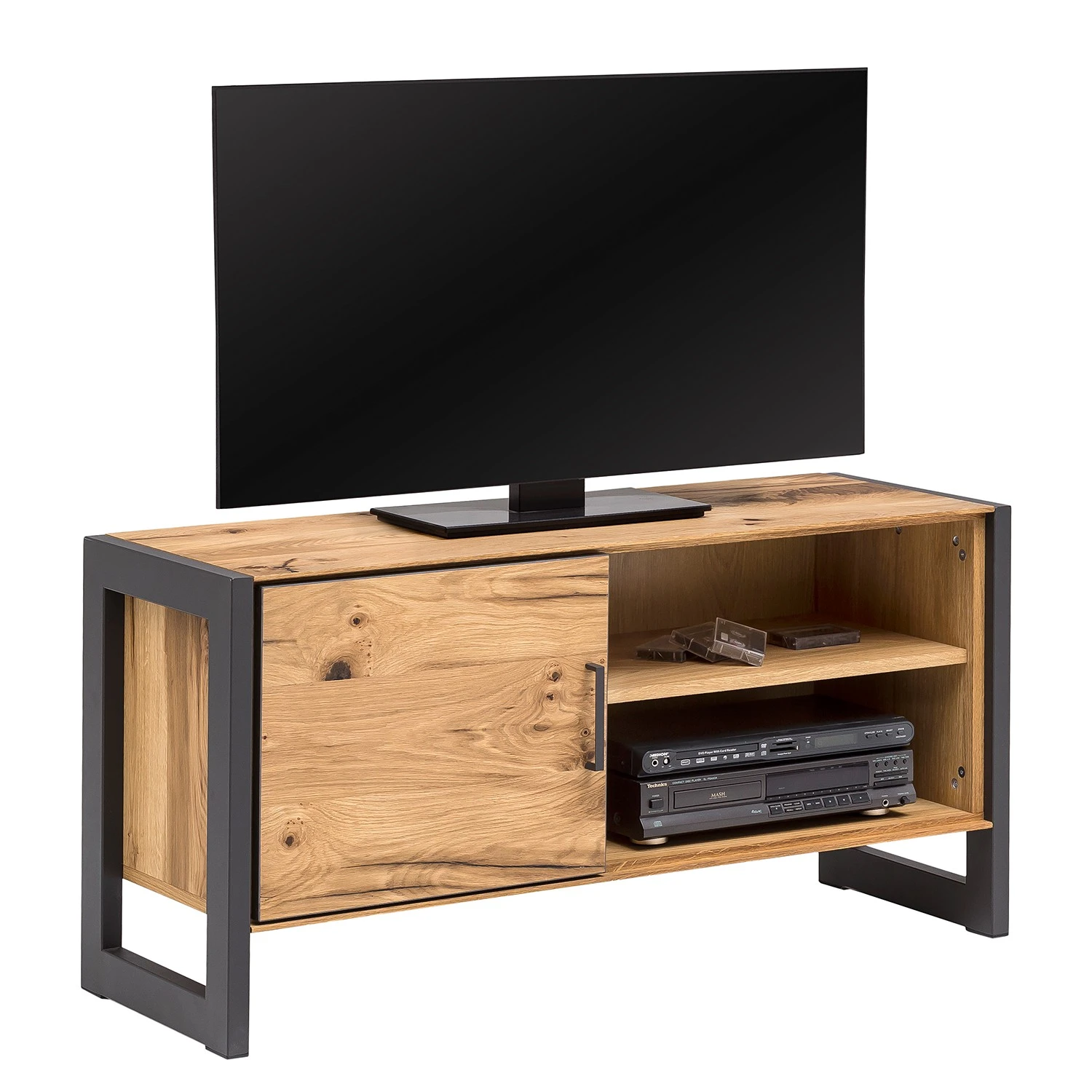 Naturoo TV-Lowboard Ironwood I - Echtholzfurnier / Metall - Alteiche / Grau 1 Naturoo TV-Lowboard Ironwood I - Echtholzfurnier / Metall - Alteiche / Grau