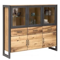 Naturoo Highboard Ironwood IV - Echtholzfurnier / Metall - Alteiche / Grau