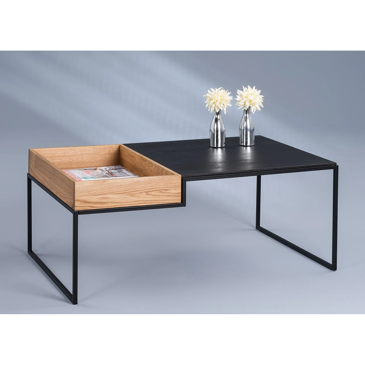 Loftscape Couchtisch Cornell - Eiche massiv / Metall - Eiche / Schwarz 2 Loftscape Couchtisch Cornell - Eiche massiv / Metall - Eiche / Schwarz – Bild 2