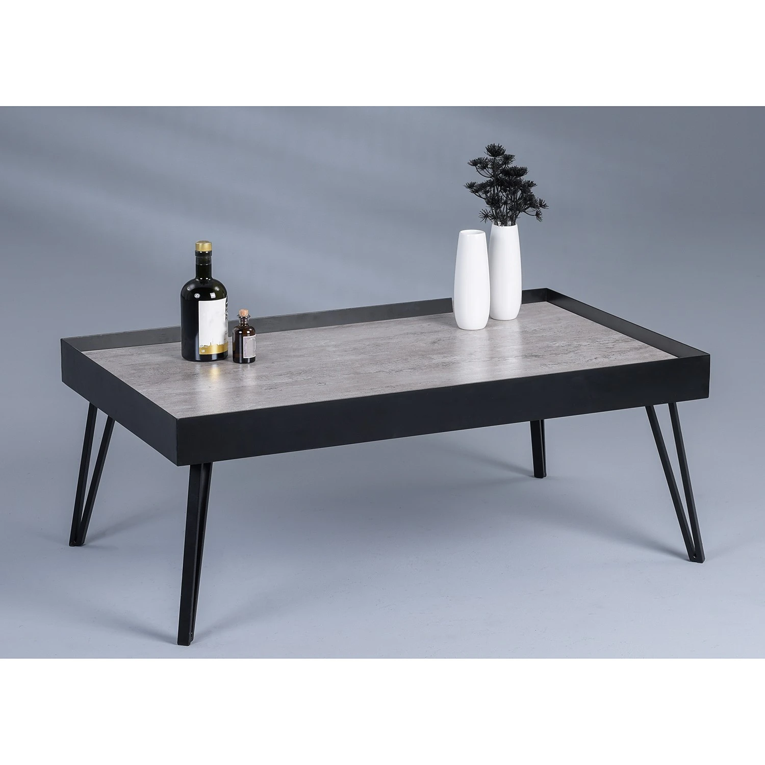Loftscape Couchtisch Corbin III - Glas / Metall - Beton Dekor / Schwarz 2 Loftscape Couchtisch Corbin III - Glas / Metall - Beton Dekor / Schwarz – Bild 2