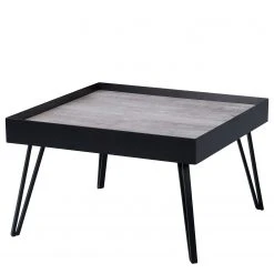 Loftscape Couchtisch Corbin I - Glas / Metall - Beton Dekor / Schwarz