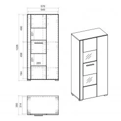 Loftscape Wohnwand Cely I (4-teilig) - Hochglanz Weiß / Matt Weiß -Wohnzimmermöbel boutique en ligne 1000214312 200527 07015200161 SKETCH DETAILS P000000001000214312 sketch