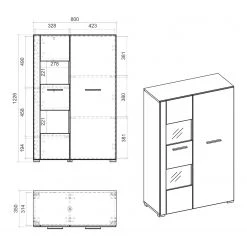 Loftscape Wohnwand Cely II (4-teilig) - Hochglanz Weiß / Matt Weiß -Wohnzimmermöbel boutique en ligne 1000214313 200527 07022200184 SKETCH DETAILS P000000001000214313 sketch