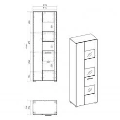 Loftscape Wohnwand Cely III (4-teilig) - Hochglanz Weiß / Matt Weiß -Wohnzimmermöbel boutique en ligne 1000214314 200527 07025400208 SKETCH DETAILS P000000001000214314 sketch