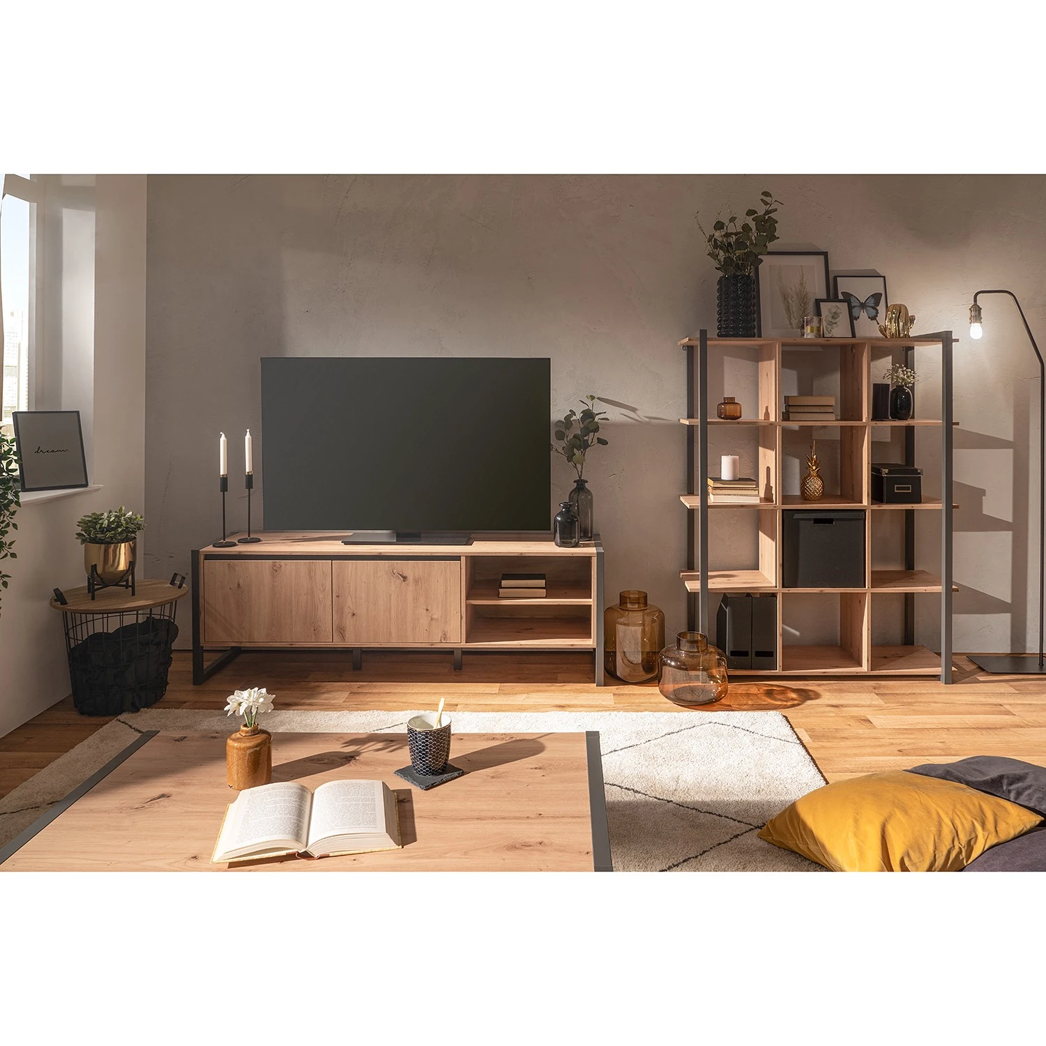 Red Living Regal Denville - Eiche Artisan Dekor / Anthrazit 2 Red Living Regal Denville - Eiche Artisan Dekor / Anthrazit – Bild 2