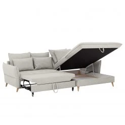 Fredriks Ecksofa Sketty - Microfaser - Hellgrau - Longchair davorstehend rechts - Schlaffunktion - Bettkasten -Wohnzimmermöbel boutique en ligne 1000215452 201209 18164700519 DETAILS P000000001000215452