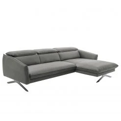 Fredriks Ecksofa Silt - Samt - Hellgrau - Longchair davorstehend rechts