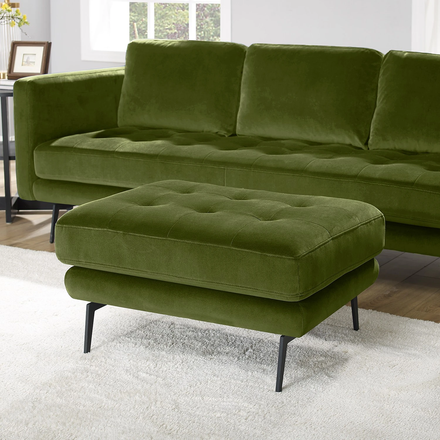 Mørteens Polsterhocker Hamina II - Samt - Avocado 2 Mørteens Polsterhocker Hamina II - Samt - Avocado – Bild 2