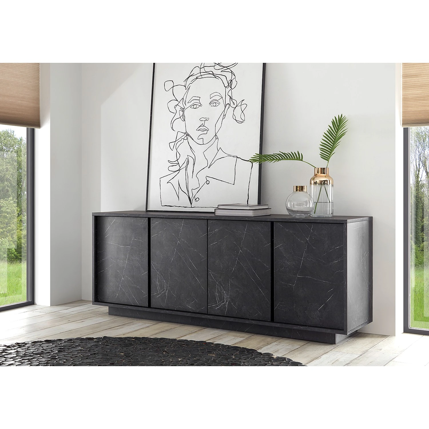 LC Spa Sideboard Carrara - Marmor Anthrazit Dekor 2 LC Spa Sideboard Carrara - Marmor Anthrazit Dekor – Bild 2