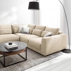 Studio Copenhagen Ecksofa Willows I - Webstoff Amila: Beige - Ottomane davorstehend links -Wohnzimmermöbel boutique en ligne 1000218179 210127 14550100359 DETAILS P000000001000218179