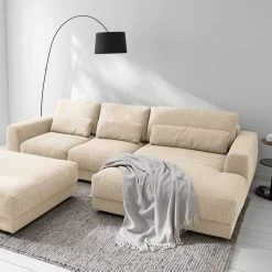 Studio Copenhagen Ecksofa Willows III - Webstoff Amila: Beige - Longchair davorstehend rechts -Wohnzimmermöbel boutique en ligne 1000218220 210127 14550300401 MOOD DETAILS P000000001000218220 mood