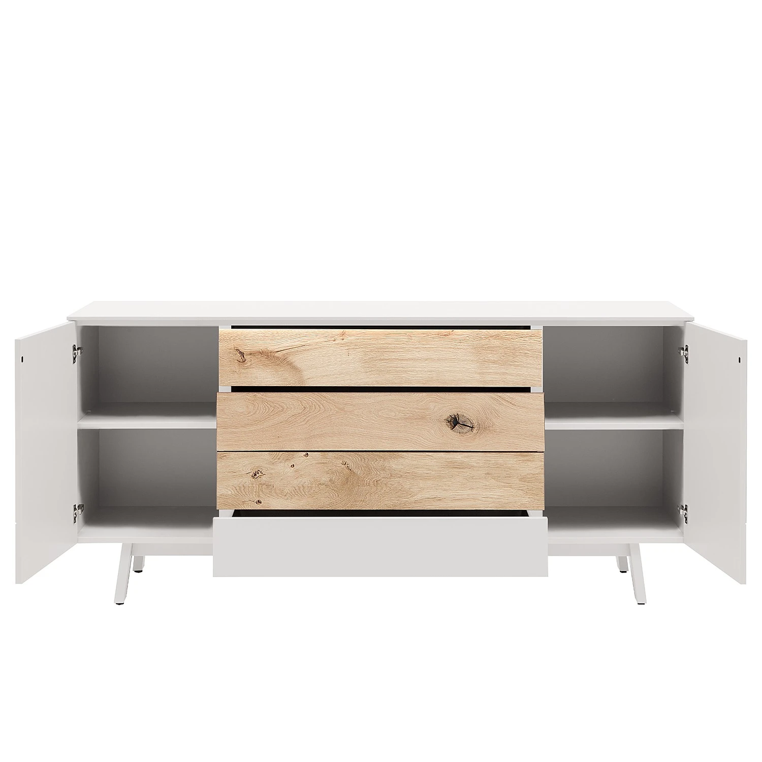 GWINNER Sideboard Misano - Weiß / Wildeiche - Ohne Beleuchtung 2 GWINNER Sideboard Misano - Weiß / Wildeiche - Ohne Beleuchtung – Bild 2