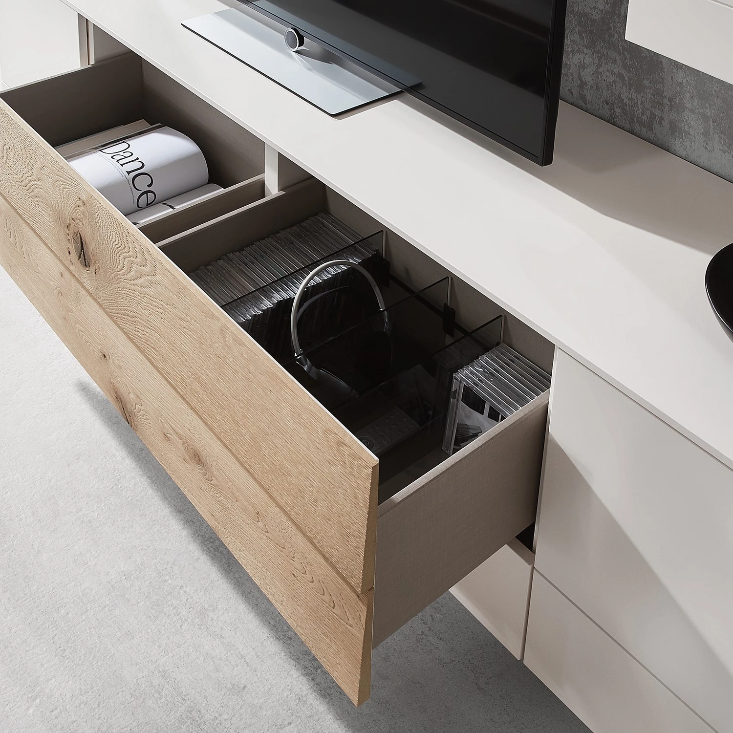 GWINNER Wohnkombination Misano II (3-teilig) - Weiß / Wildeiche - Mit Beleuchtung 11 GWINNER Wohnkombination Misano II (3-teilig) - Weiß / Wildeiche - Mit Beleuchtung – Bild 11