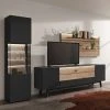 GWINNER Wohnkombination Misano II (3-teilig) - Anthrazit / Wildeiche - Mit Beleuchtung
