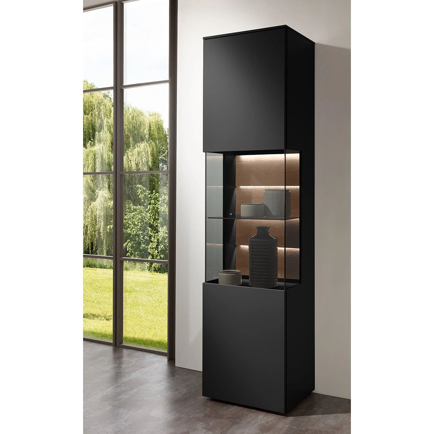 GWINNER Wohnkombination Misano II (3-teilig) - Anthrazit / Wildeiche - Mit Beleuchtung 3 GWINNER Wohnkombination Misano II (3-teilig) - Anthrazit / Wildeiche - Mit Beleuchtung – Bild 3