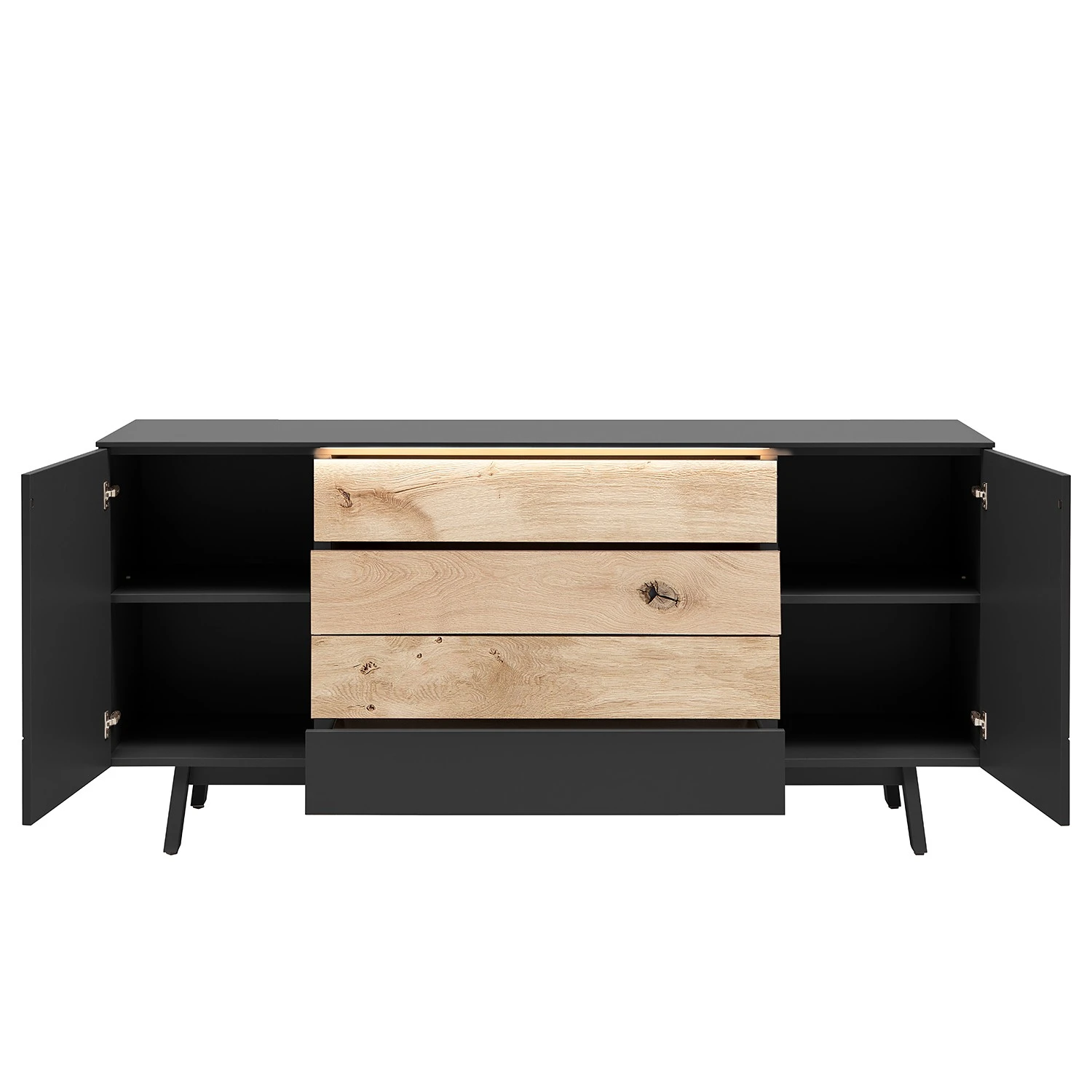 GWINNER Sideboard Misano II (2-teilig) - Inkl. Beleuchtung - Anthrazit / Wildeiche 4 GWINNER Sideboard Misano II (2-teilig) - Inkl. Beleuchtung - Anthrazit / Wildeiche – Bild 4
