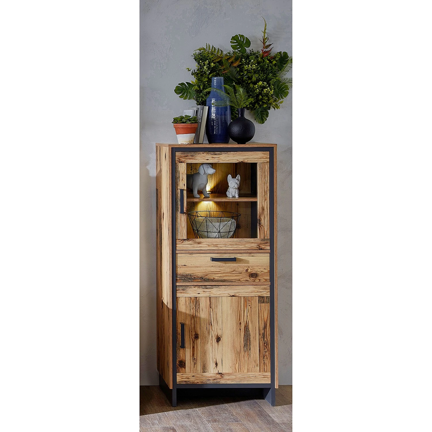 Ridgevalley Highboard Priay - Inkl. Beleuchtung - Lärche Dekor / Graphit 2 Ridgevalley Highboard Priay - Inkl. Beleuchtung - Lärche Dekor / Graphit – Bild 2