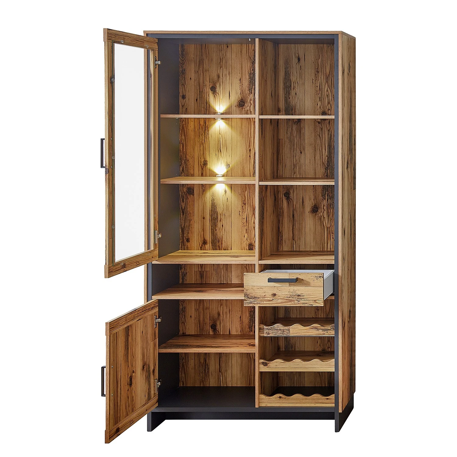 Ridgevalley Vitrinenschrank Priay - Inkl. Beleuchtung - Lärche Dekor / Graphit 6 Ridgevalley Vitrinenschrank Priay - Inkl. Beleuchtung - Lärche Dekor / Graphit – Bild 6