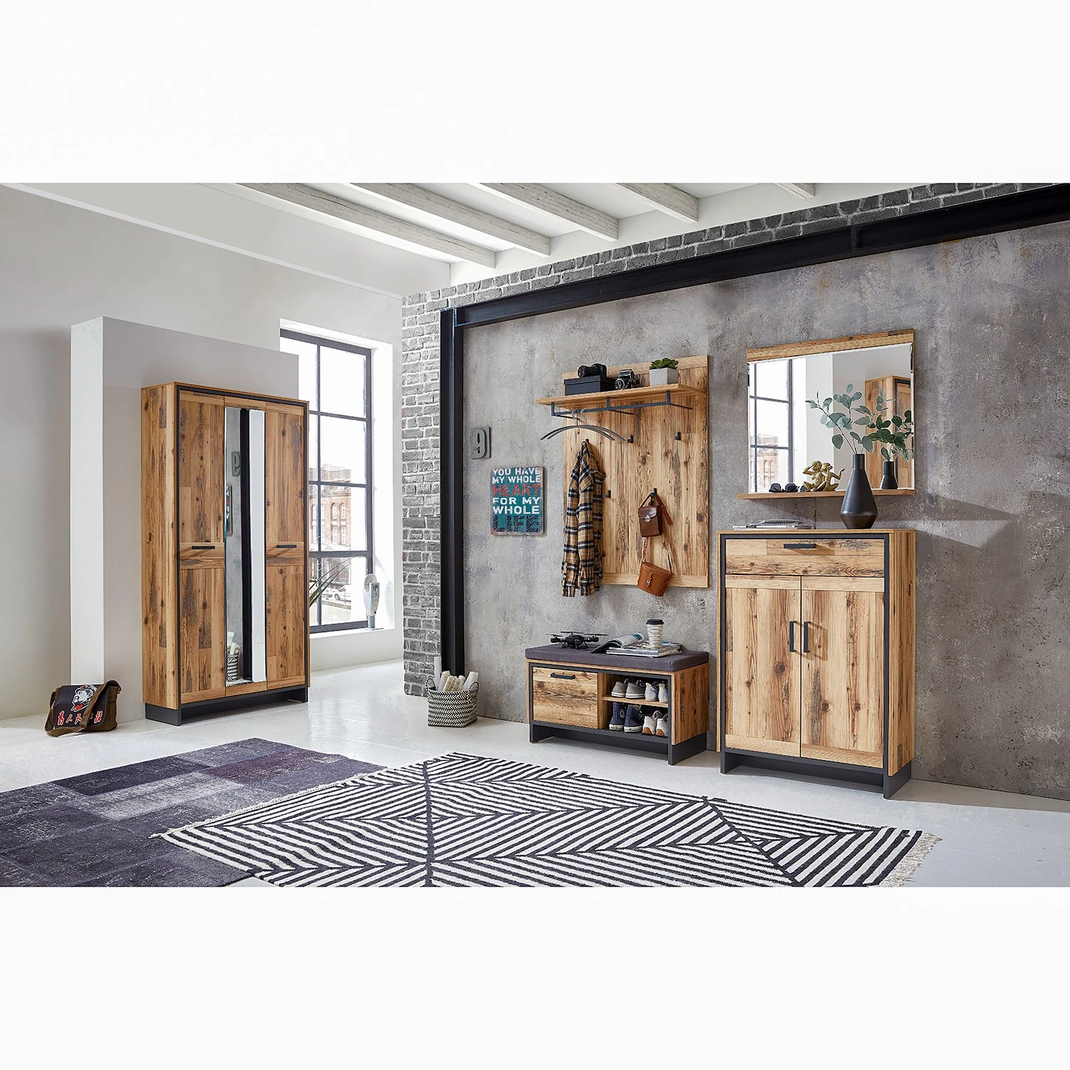 Ridgevalley Garderobenschrank Priay II - Lärche Dekor / Graphit 4 Ridgevalley Garderobenschrank Priay II - Lärche Dekor / Graphit – Bild 4