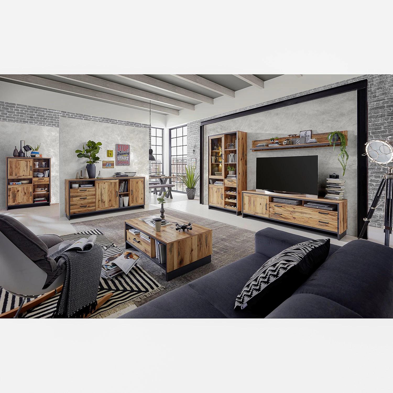 Ridgevalley Sideboard Priay - Lärche Dekor / Graphit 5 Ridgevalley Sideboard Priay - Lärche Dekor / Graphit – Bild 5