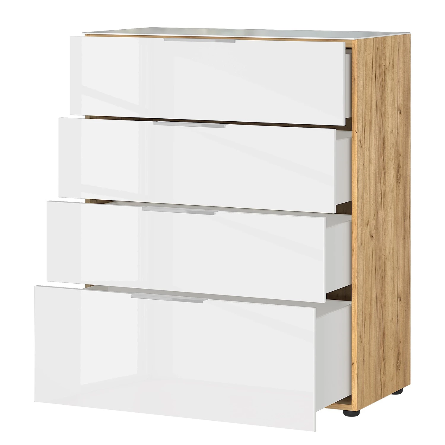 Germania Kommode Oakland I - Glas - Weiß / Eiche Navarra Dekor 4 Germania Kommode Oakland I - Glas - Weiß / Eiche Navarra Dekor – Bild 4