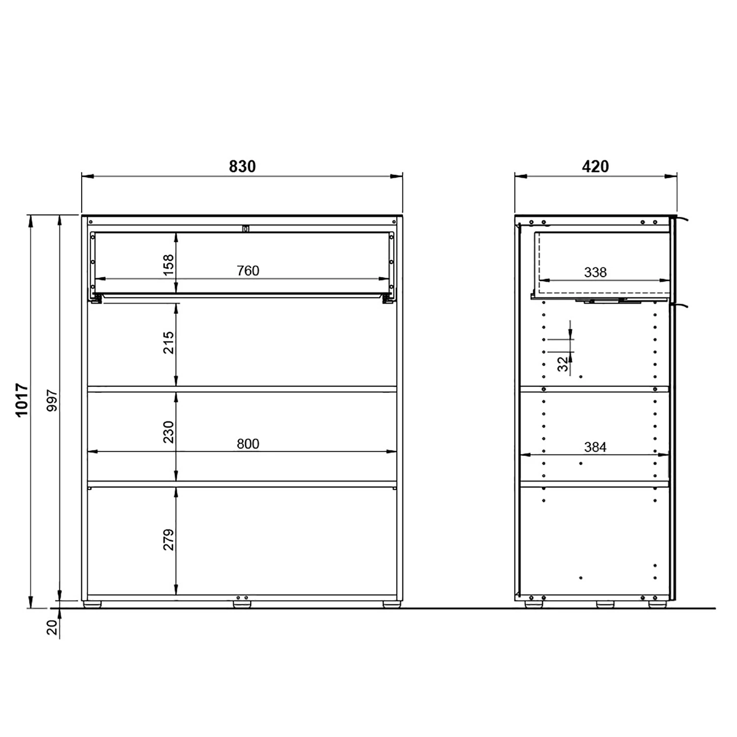 Germania Kommode Oakland II - Glas - Weiß / Eiche Navarra Dekor 6 Germania Kommode Oakland II - Glas - Weiß / Eiche Navarra Dekor – Bild 6