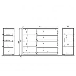 Germania Sideboard Oakland I - Glas - Weiß -Wohnzimmermöbel boutique en ligne 1000223284 200826 06241600063 SKETCH DETAILS P000000001000223284 sketch