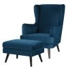 Jack & Alice Ohrensessel Limeri - Samt Criada: Marineblau - Mit Hocker