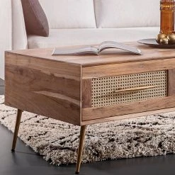 Ars manufacti Couchtisch Bowdon - Wiener Geflecht / Akazie massiv - Akazie / Gold -Wohnzimmermöbel boutique en ligne 1000223471 201002 06243500019 DETAILS P000000001000223471