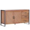 Ars manufacti Sideboard Leyma - Rattan / Akazie massiv - Akazie / Anthrazit