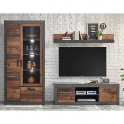 Red Living Wohnwand Buzan III (3-teilig) - Altholz Dekor / Anthrazit