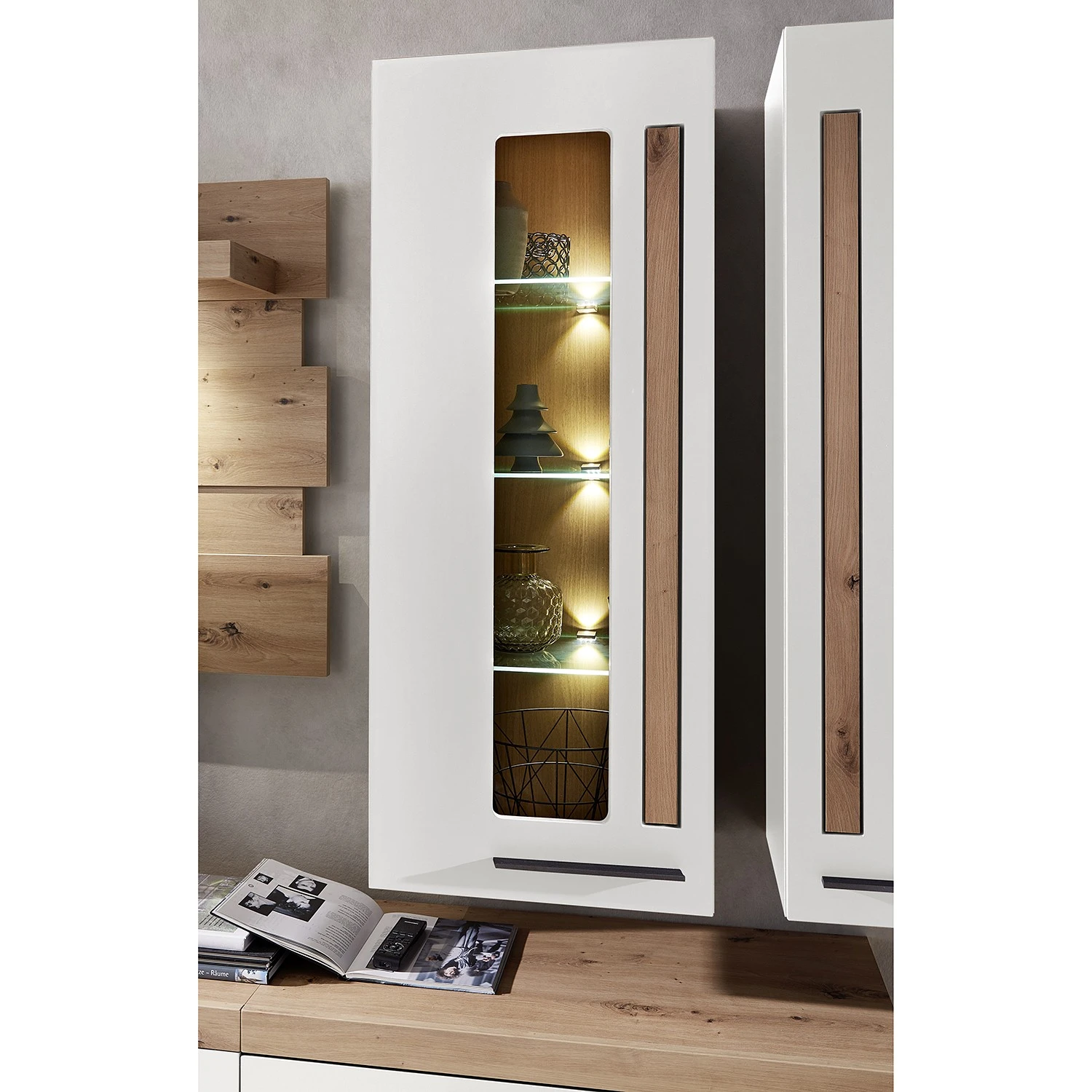 Red Living Hängevitrine Parolin - Inkl. Beleuchtung - Weiß 3 Red Living Hängevitrine Parolin - Inkl. Beleuchtung - Weiß – Bild 3