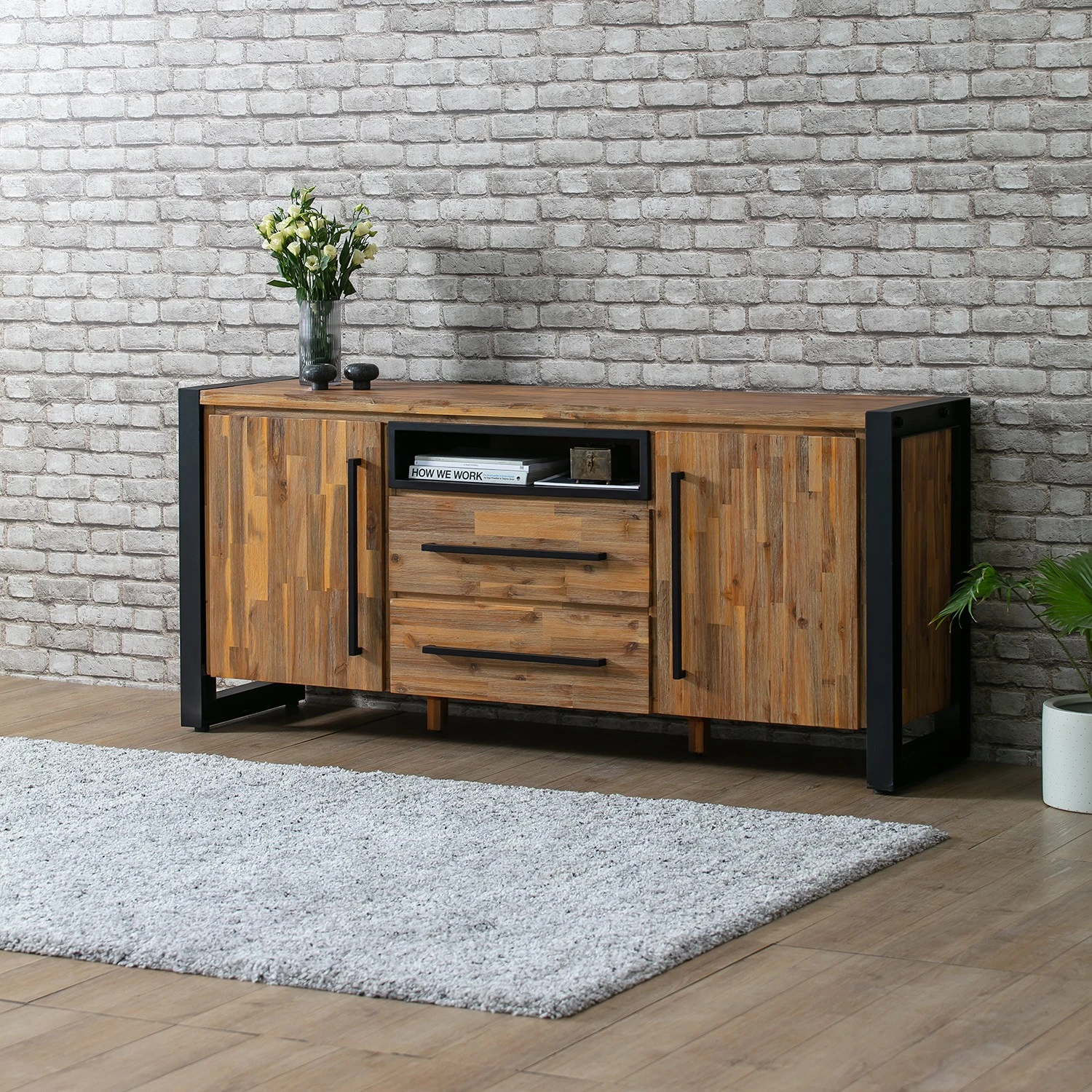 Ars manufacti Sideboard Urban Industry I - Akazie teilmassiv / Metall - Akazie / Schwarz 4 Ars manufacti Sideboard Urban Industry I - Akazie teilmassiv / Metall - Akazie / Schwarz – Bild 4