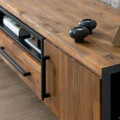 Ars manufacti TV-Lowboard Urban Industry II - Akazie teilmassiv / Metall - Akazie / Schwarz -Wohnzimmermöbel boutique en ligne 1000224206 210714 07374100017 DETAILS P000000001000224206